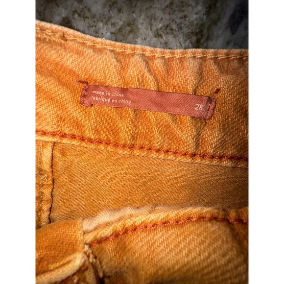 Anthropologie Pilcro High Rise Denim Shorts Mustard Brown Size 28 Cut Off (T26) - Picture 3 of 4